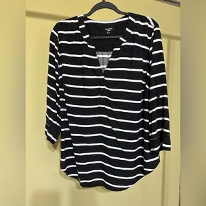Torrid Black and White Striped Blouse